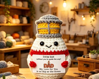 Regalo para el Día del Padre 2026, compañero de escritorio para papá, peluche de faro de ganchillo