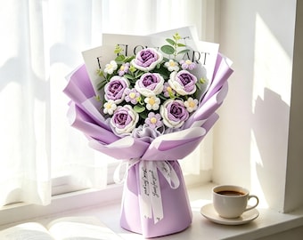 Ramo de flores de ganchillo para graduación y agradecimiento a los maestros 2026, regalo personalizado, regalo de Forever Flowers para maestros, mamá, novia, abuela.