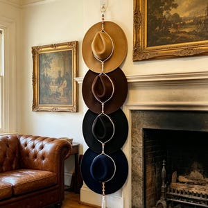 Handwoven Macrame Wall Hat Rack | Boho Cowboy Hat Hanger Organizer | Rustic Home Decor for Hat Storage