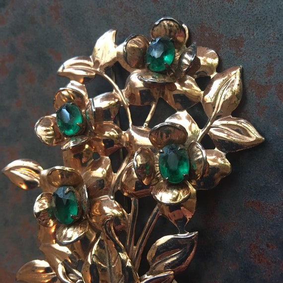 Vintage silver brooch of floral spray - image 2