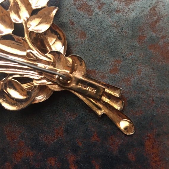 Vintage silver brooch of floral spray - image 4