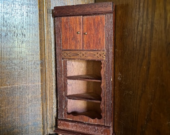 Dollhouse corner shelf with cupboard