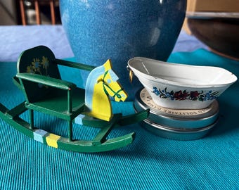 Dolls rocking horse and bath