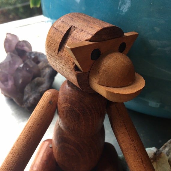 Vintage Viking Made Wooden Monkey Etsy
