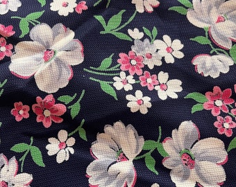 vintage rayon fabric with floral print