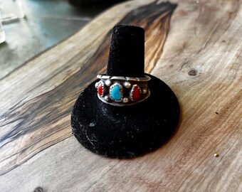 vintage Native American silver ring with turquoise men’s ring