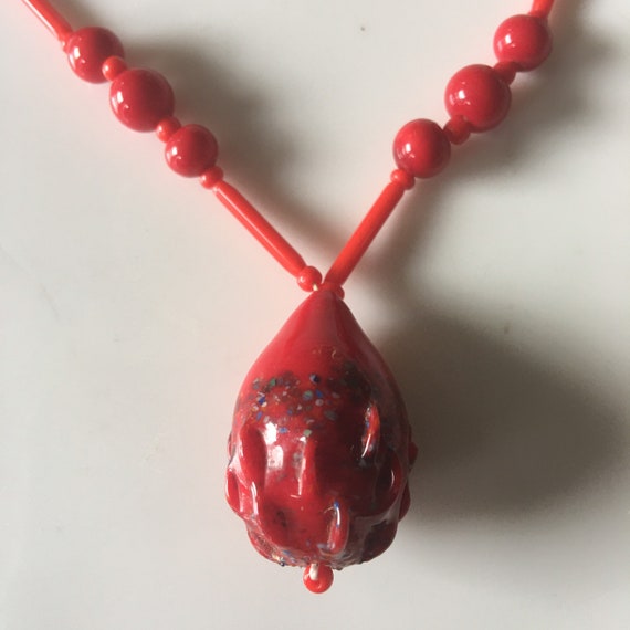 Red Italian glass beaded necklace - image 2