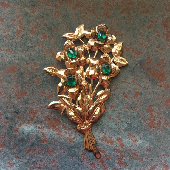 Vintage silver brooch of floral spray - image 1