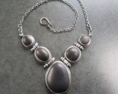 Black Beachstone Necklace Sterling Silver, One of a Kind Necklace, Organic Necklace, Big Necklace, Etsymetal, Handmade, Statement