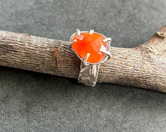 Carnelian Ring, Handmade, One of a Kind, Brutalist, Size 7