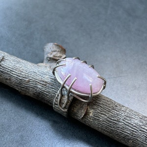 Pink Kunzite Ring, Handmade, One of a Kind, Sterling Silver, Size 7 3/4
