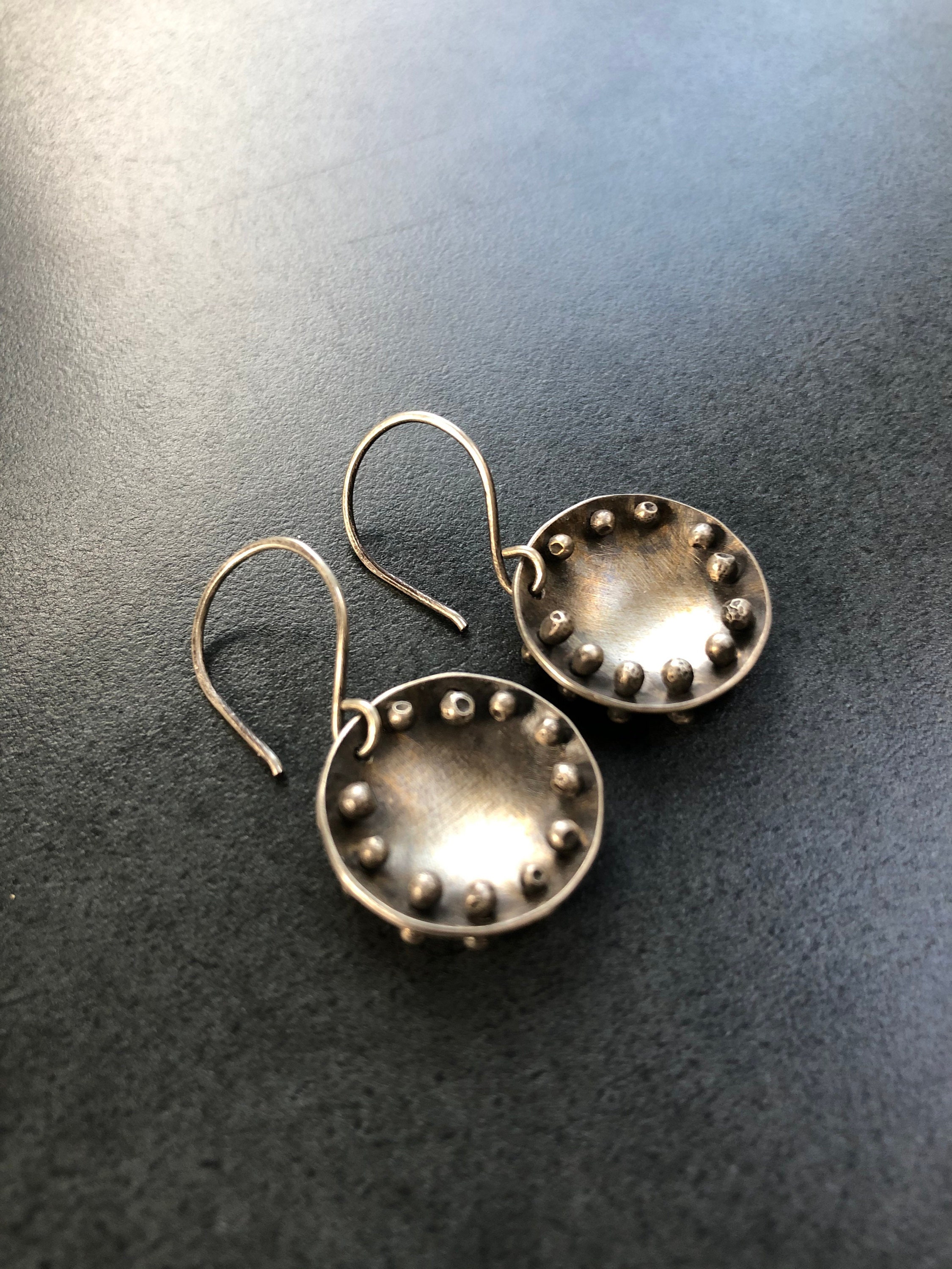 Sterling Silver Domed Drop Earrings