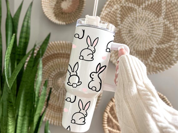 Easter Bunny Tumbler | Pastel Spring Floral Drinkware (40oz)
