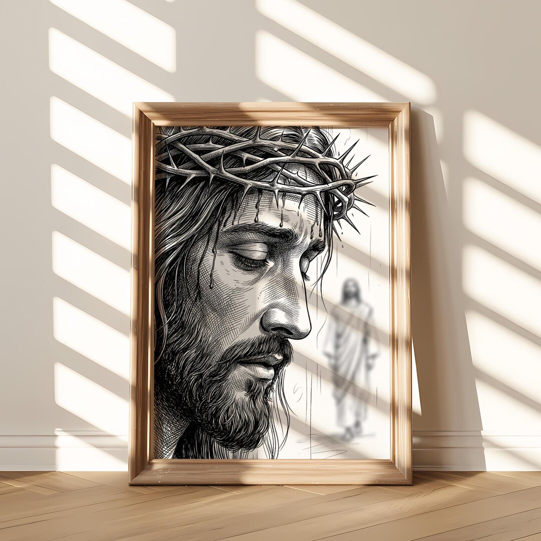 Jesus Crown of Thorns | Christian Wall Art Printable | Sacred Jesus ...