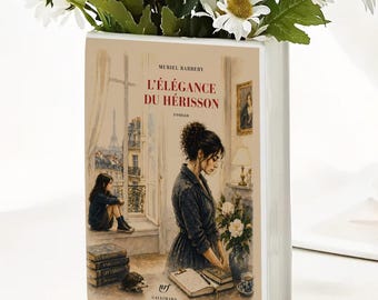 Vase décoratif en forme de livre – « L'Élégance du hérisson », décoration d'étagère, vase de fleurs pour amoureux des livres