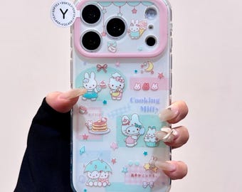 Koken Nijntje Hello Kitty 3D-reliëfhoesje met bedel, Baking Cover iPhone 17 16 15 14 13 Pro Max, Kawaii Sanrio Coquette Esthetic Gift