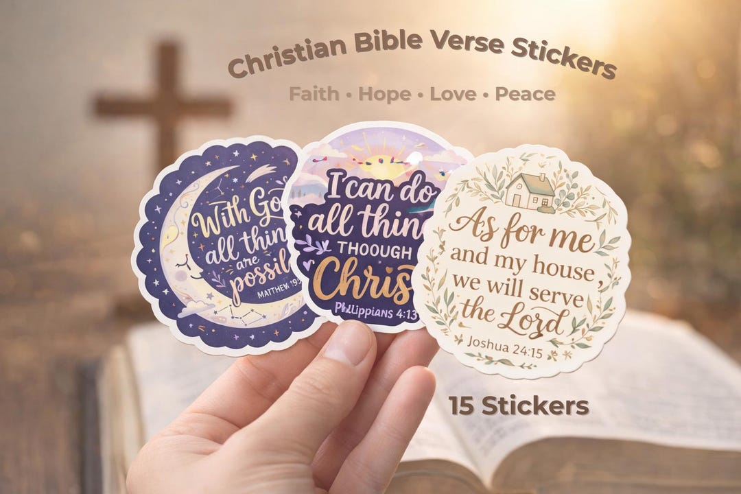 15 Christian Bible Verse Stickers, Scripture Journal Decals, Faith Hope ...