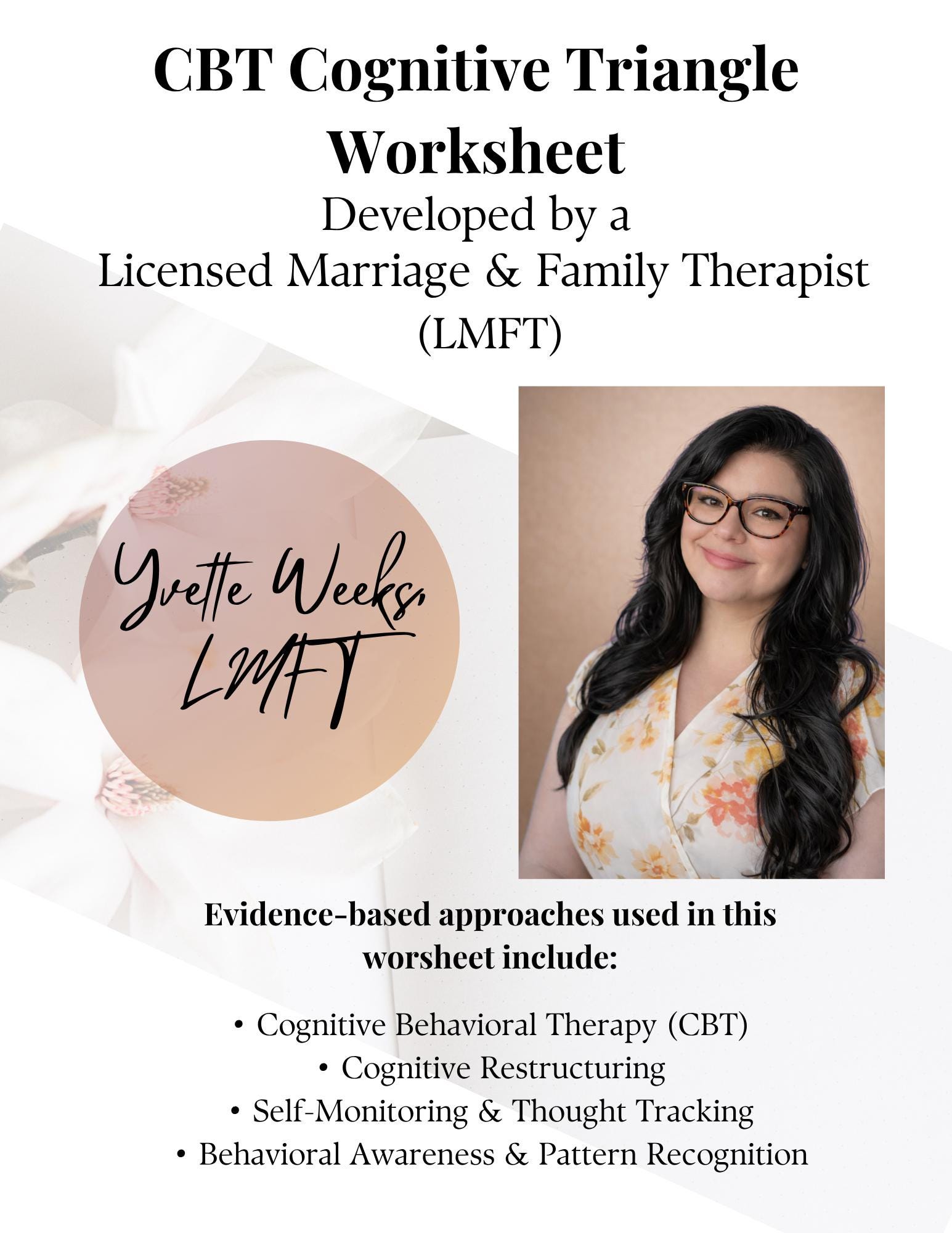 CBT Cognitive Triangle Worksheet PDF | Anxiety & Overthinking Tool ...