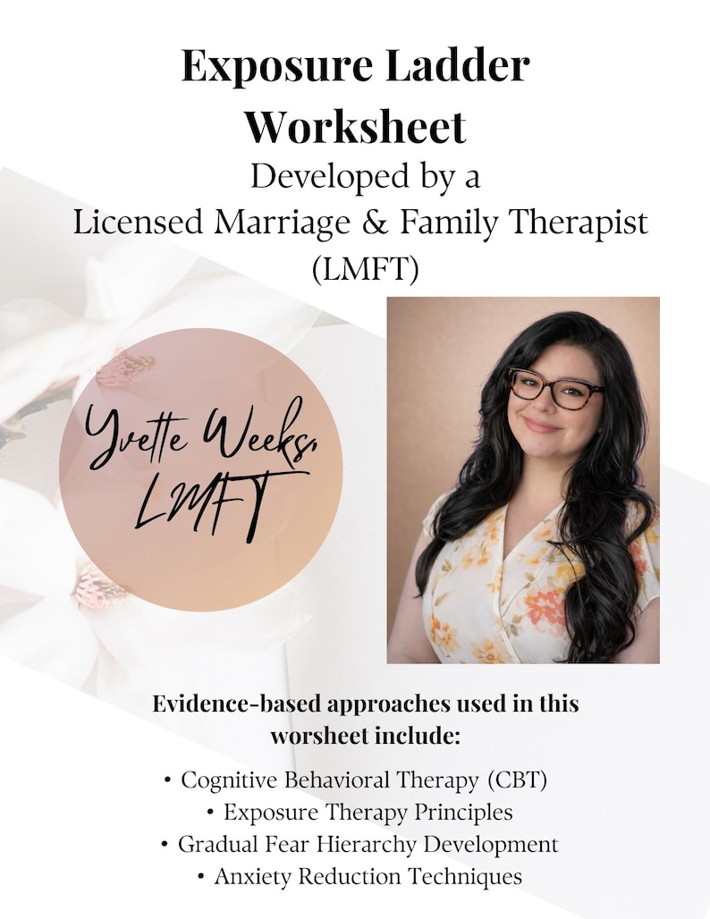 Exposure Ladder Example Exposure Ladder Worksheet | CBT Exposure Therapy Printable | Anxiety ...