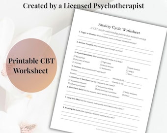 Angstzyklus Arbeitsblatt | CBT Angst Arbeitsblatt | Identifizieren Sie Angstauslöser Gedanken Verhaltensweisen | Angst Muster Arbeitsblatt | Therapietuch