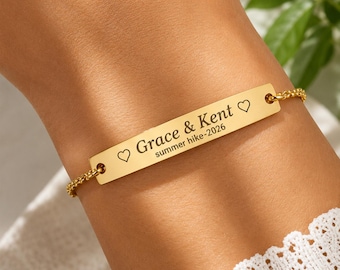Personalized Friendship Bracelet, Summer Camp Gift, BestFriend gifts, Bar Bracelet, Vacation Keepsake Jewelry