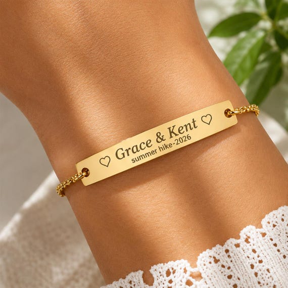 Personalized Friendship Bracelet, Summer Camp Gift, BestFriend gifts, Bar Bracelet, Vacation Keepsake Jewelry