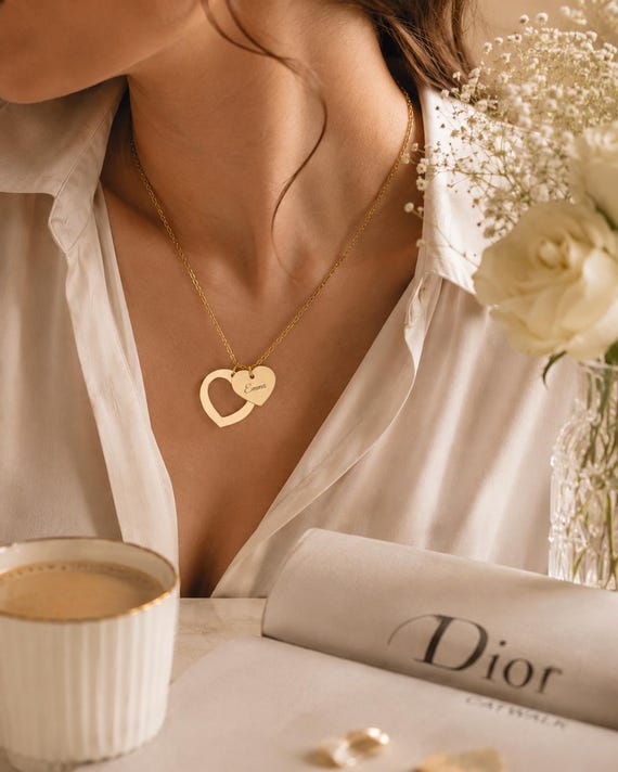 Personalized Heart Cutout Necklace, Custom Engraved Jewelry, Name Necklace | Suprise gifts