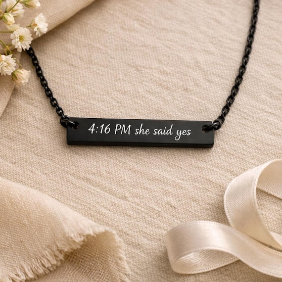 Our Story in Coordinates Personalized Necklace | Name & Date Engraved Bar jewelry | GPS Location Engraved Gift for Couples, Wife, Girlfriend