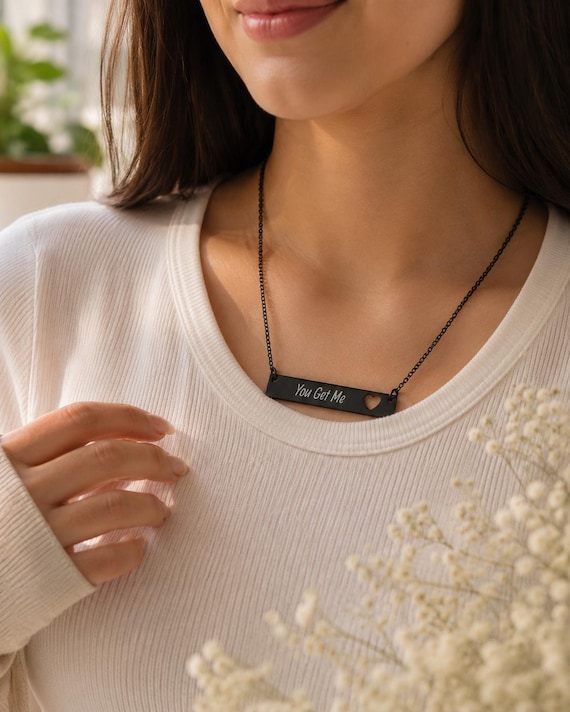 Personalized Engraved Bar, Custom Necklace, Minimalist Nameplate Jewelry, Personalized Gift for Her, Dainty Pendant