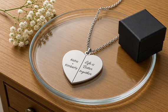 Personalized Cartoon BFF Photo, Sisters Wing Necklace, Custom Engraved Friendship Jewelry, Matching Sister Gift