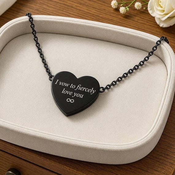 Personalized Heart Quote Necklace, Custom Engraved Pendant, Romantic Gift for Her, Anniversary Jewelry