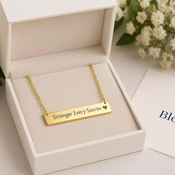 Minimalist Quote Bar Necklace Set, Encouragement Jewelry for Women | Gold, Rose Gold, Silver & Black