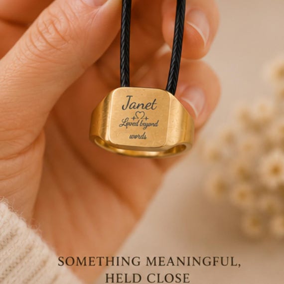 Personalized Gold Stainless Steel Signet Ring, Custom Engraved Name Jewelry, Couple gifts