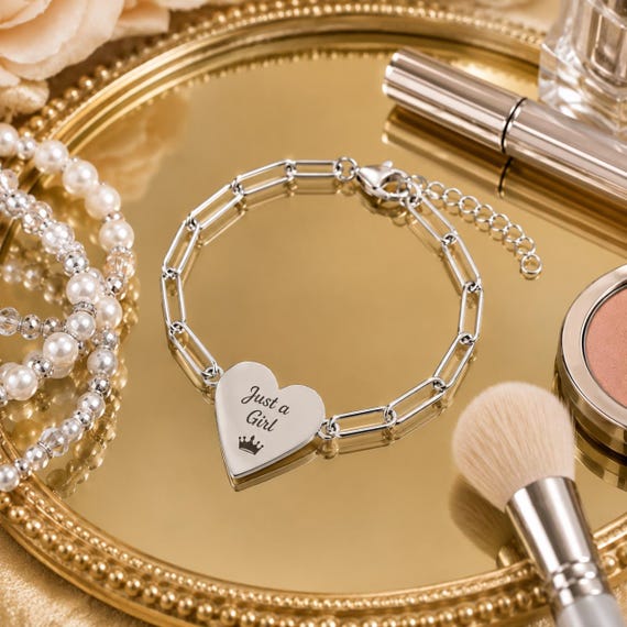 Personalized Paperclip Heart Bracelet | Custom Name Jewelry | Dainty Gold, Rose and Stainless-steel Bracelets.