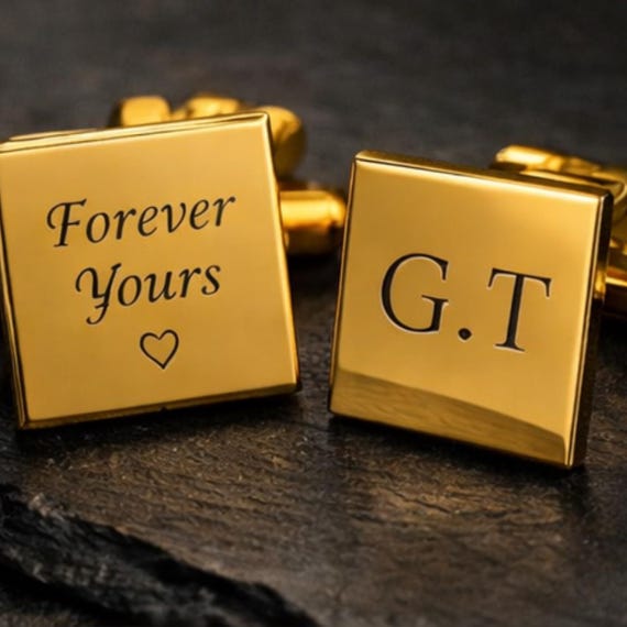 Personalized Engraved Cufflinks | Custom Initial Wedding Gift | Elegant Formal Shirt Accessories for Men