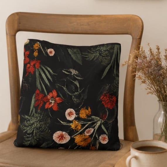 Colorful Leaf Pattern Tote Bag | Autumn Foliage, Nighttime Botanical | Vintage Canvas Shoulder Bag