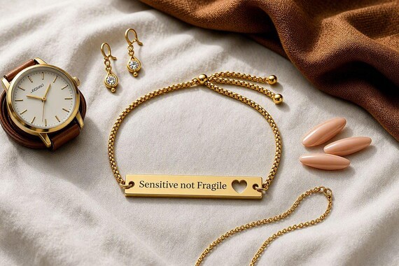 Personalized Engraved Bar Bracelet | Custom Name, Initial & Message Jewelry | Minimalist Stainless-Steel Gift