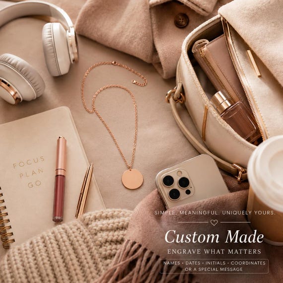 Personalized Disc Necklace for Wife, Custom Engraved Date & Message Pendant | Girlfriend | Valentine's Day Gifts