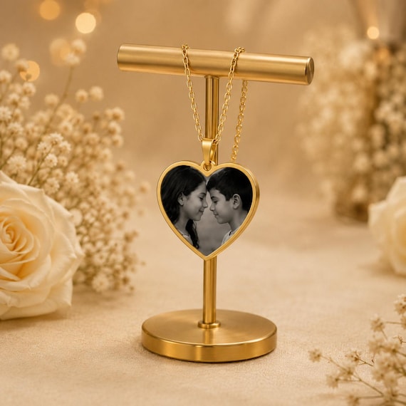 Custom Photo Heart Necklace, Personalized Picture Pendant, Memorial Gift For Mom, Dad or Friends
