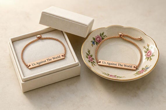 Personalized Engraved Bracelet, Custom Name & Quote, Meaningful Keepsake Jewelry, Memorial Gift