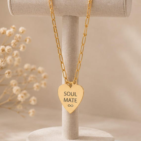 Engraved Heart Necklace for Women, Personalized Name, Custom Pendant, Bridesmaid jewelry, Mother's Day Gift
