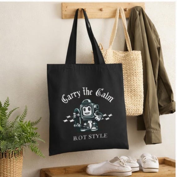 Robot Emotions Tote Bag | Y2K Cyber Streetwear Canvas Bags