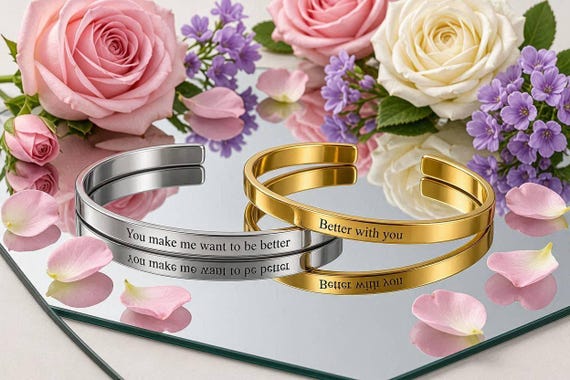 Personalized Engraved Cuff Bracelet | Custom Love Quote | Gift for Boyfriend, Girlfriend, Husband or Wife