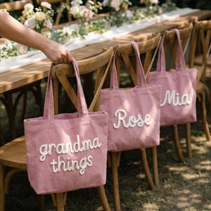 Personalized Corduroy Tote Bag, Grandparents Day Gift for Grandma, Custom Gigi or Nana image 12