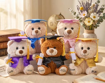 Personalisierte Abschluss-Bär-Geschenke, benutzerdefinierte Klasse von 2026 Plüsch-Bär, College-Abschluss-Geschenk für sie, Geschenk für die Graduates High School