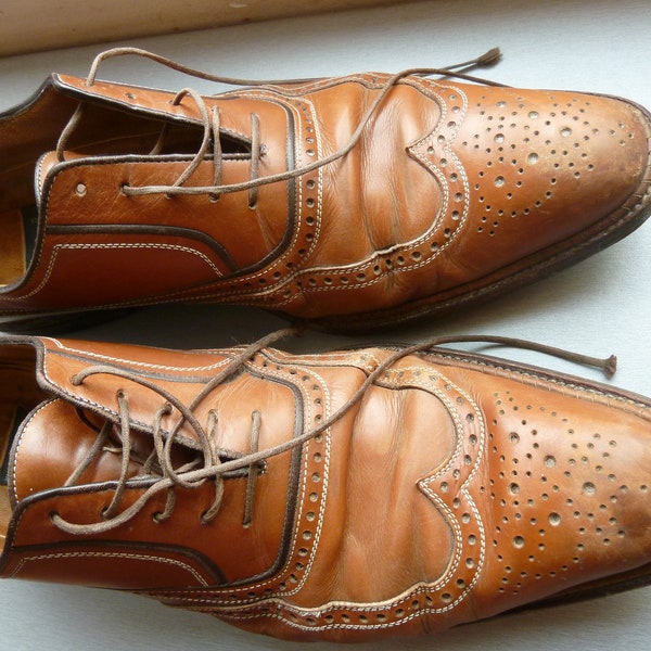 A .Testoni Derby Wingtip Brogue ITALIAN LUXURY Men's Brown Leather Lace Up Shoes Size 7 G, used, good condition, style OXFORD,