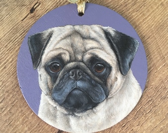 Pug Christmas Ornament - Pug Dog Art - Dog Lover Gift - Pug Christmas - Dog Christmas Ornament - Pug Ornament - Pug Dog Ornament