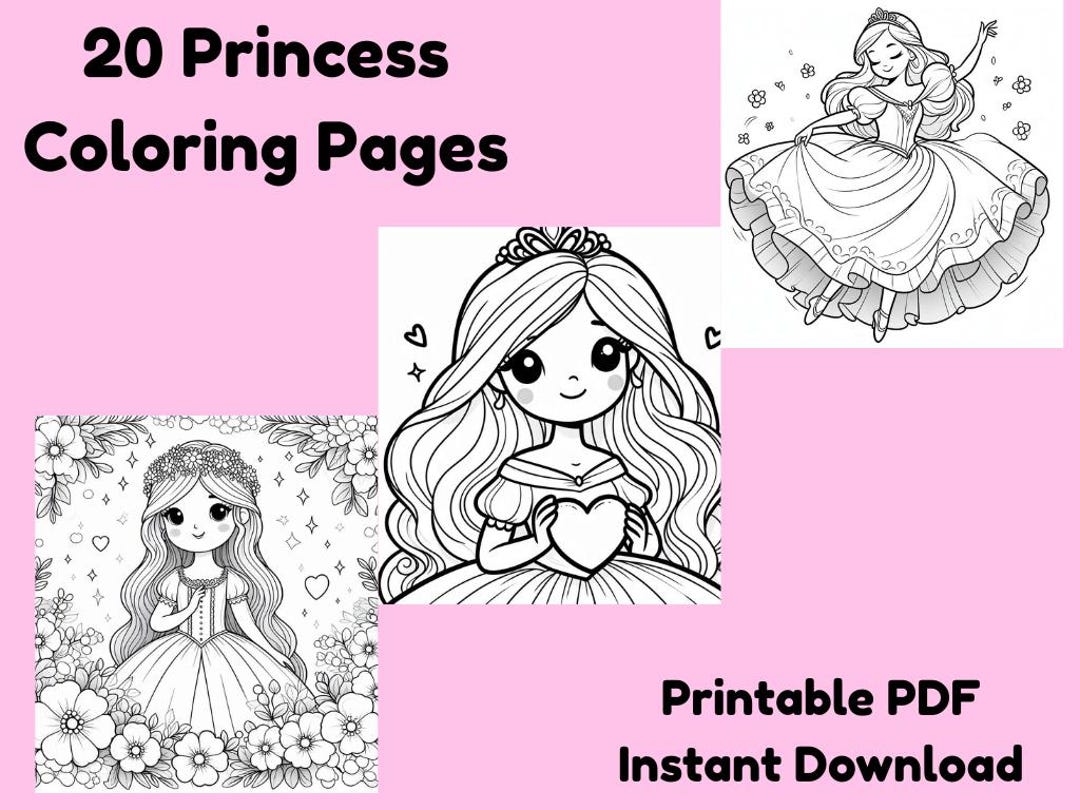 Princess Coloring Pages for Kids – Printable PDF Instant Download - Etsy
