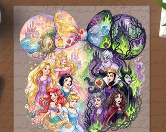 Ursula Dtf, Dornröschen Dtf, , Maleficent Aquarell DTF, Schurken DTF, Böse Königin dtf, Disney Bösewichte Böse Königin dtf, Schneewittchen