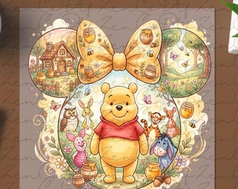Winnie The Pooh DTF Transfer, Disney Ready To Press, Pooh Bear And Friends Transfer, Hunny Heat Transfer,Disneyland Birthday Family Trip DTF